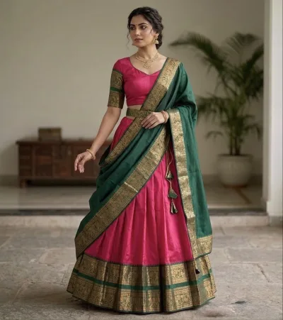 Heritage Narayan Pattu Silk Lehenga with Intricate Zari Weaving Lehenga  Set